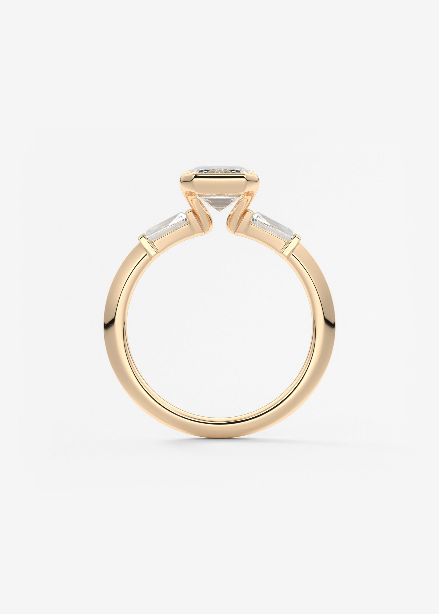 Emerald Three Stone Lab Grown Diamond Engagement Ring
