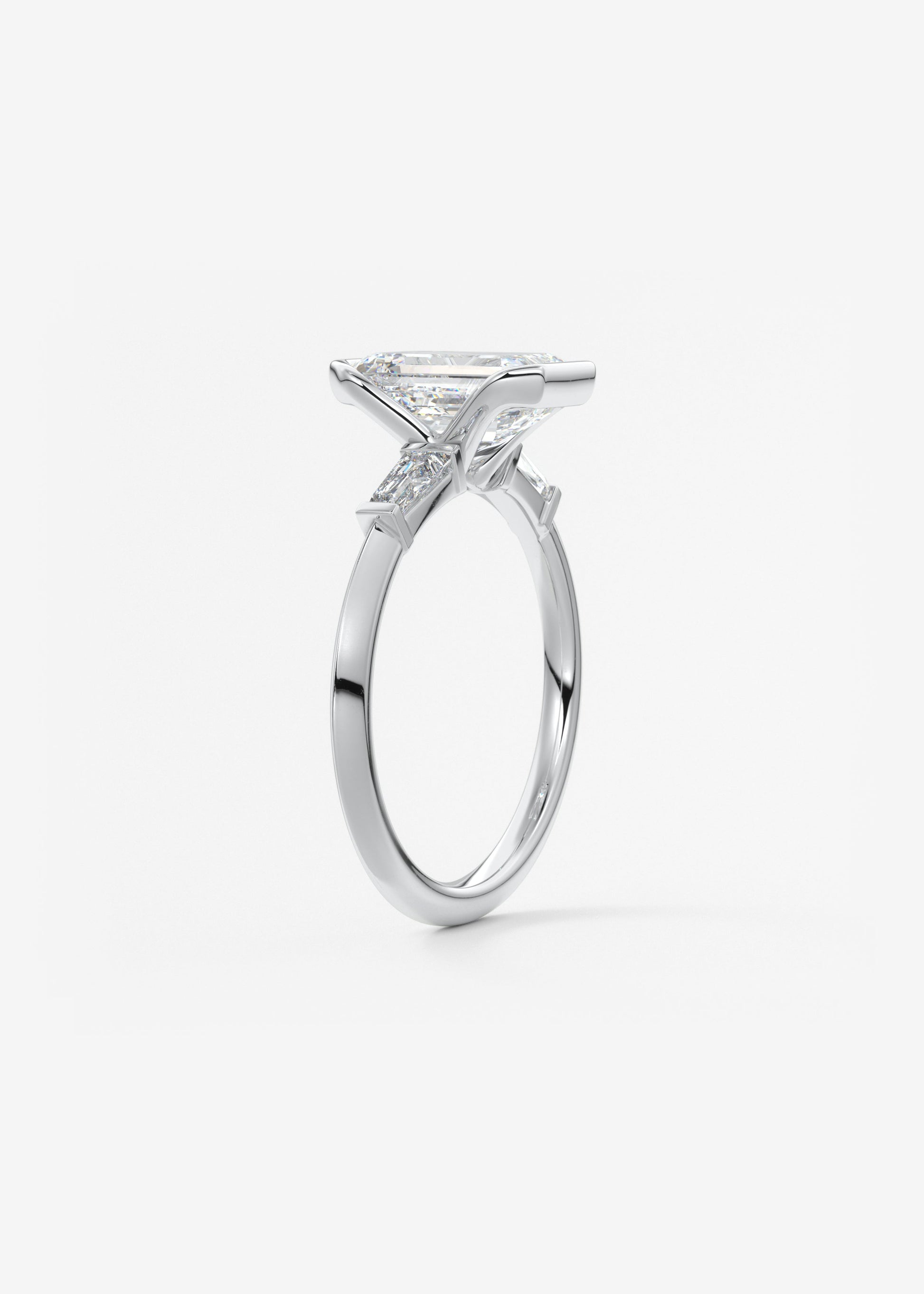 Emerald Three Stone Lab Grown Diamond Engagement Ring