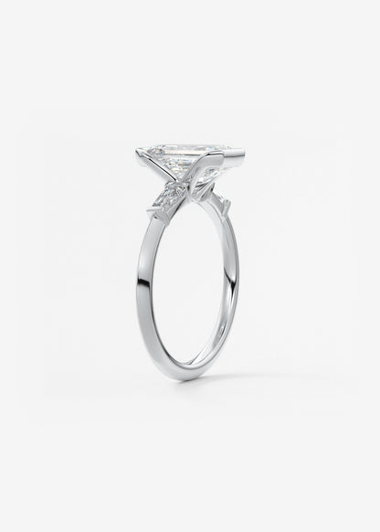 Emerald Three Stone Lab Grown Diamond Engagement Ring