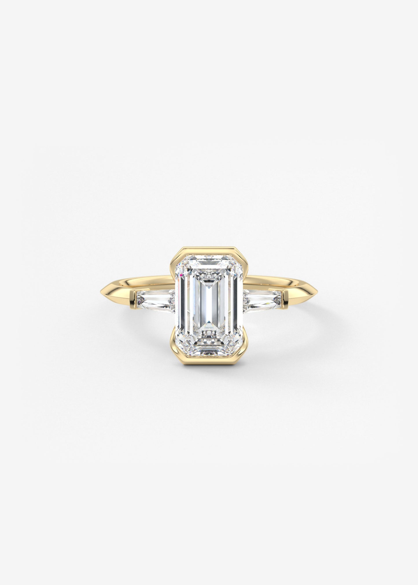 Emerald Three Stone Lab Grown Diamond Engagement Ring