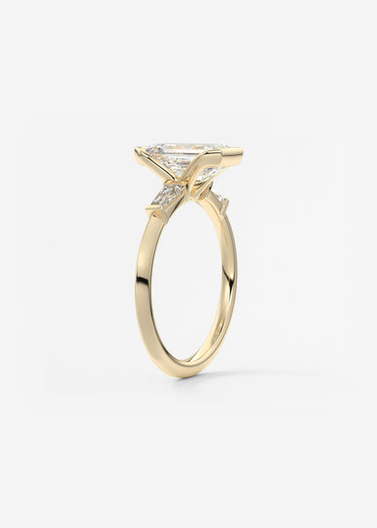 Emerald Three Stone Lab Grown Diamond Engagement Ring