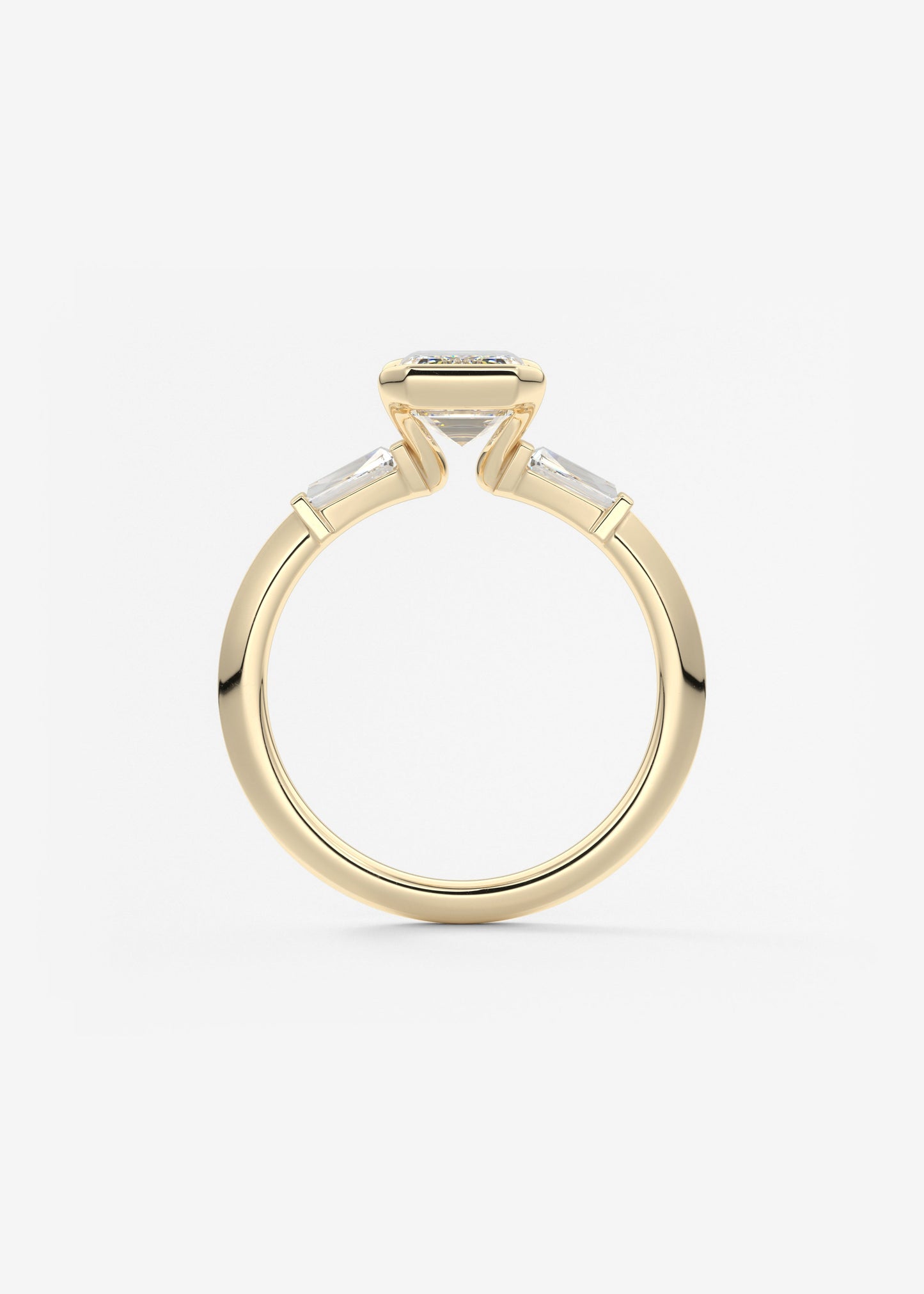 Emerald Three Stone Lab Grown Diamond Engagement Ring