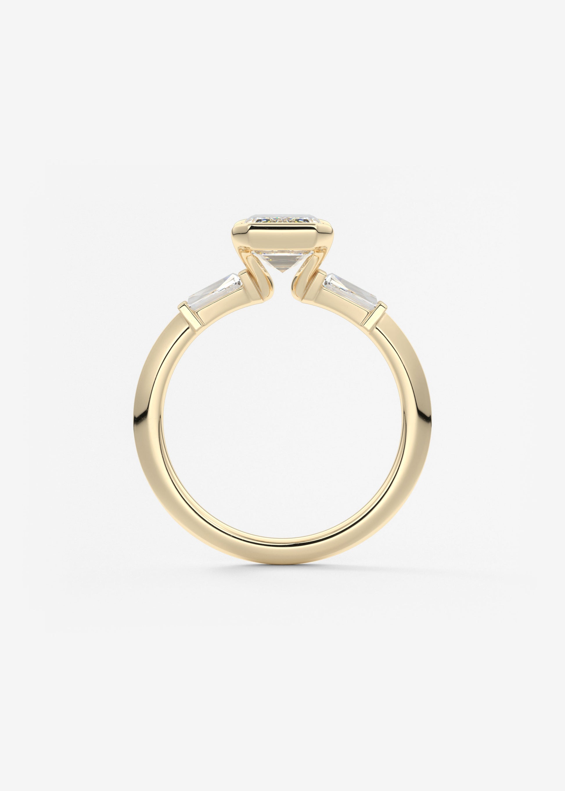 Emerald Three Stone Lab Grown Diamond Engagement Ring