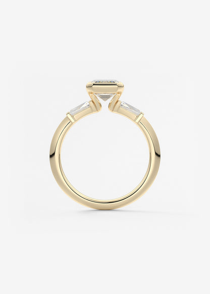 Emerald Three Stone Lab Grown Diamond Engagement Ring