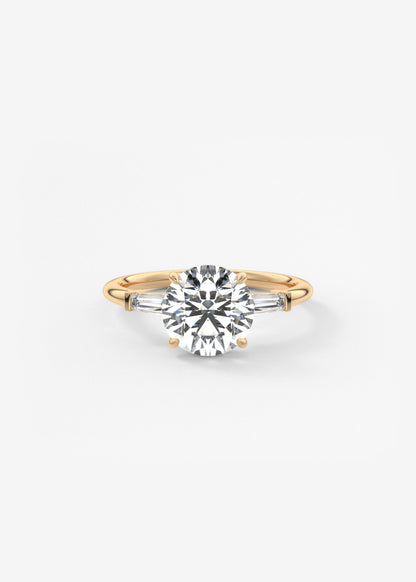 Round Three Stone Lab Grown Diamond Engagement Ring