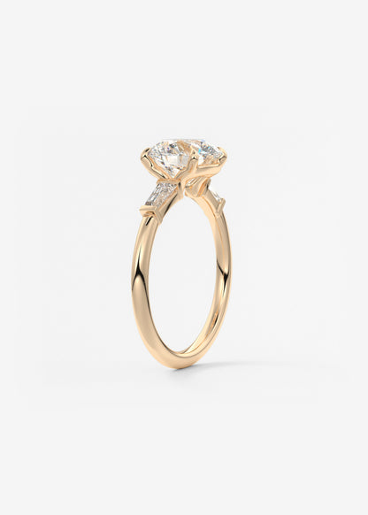 Round Three Stone Lab Grown Diamond Engagement Ring