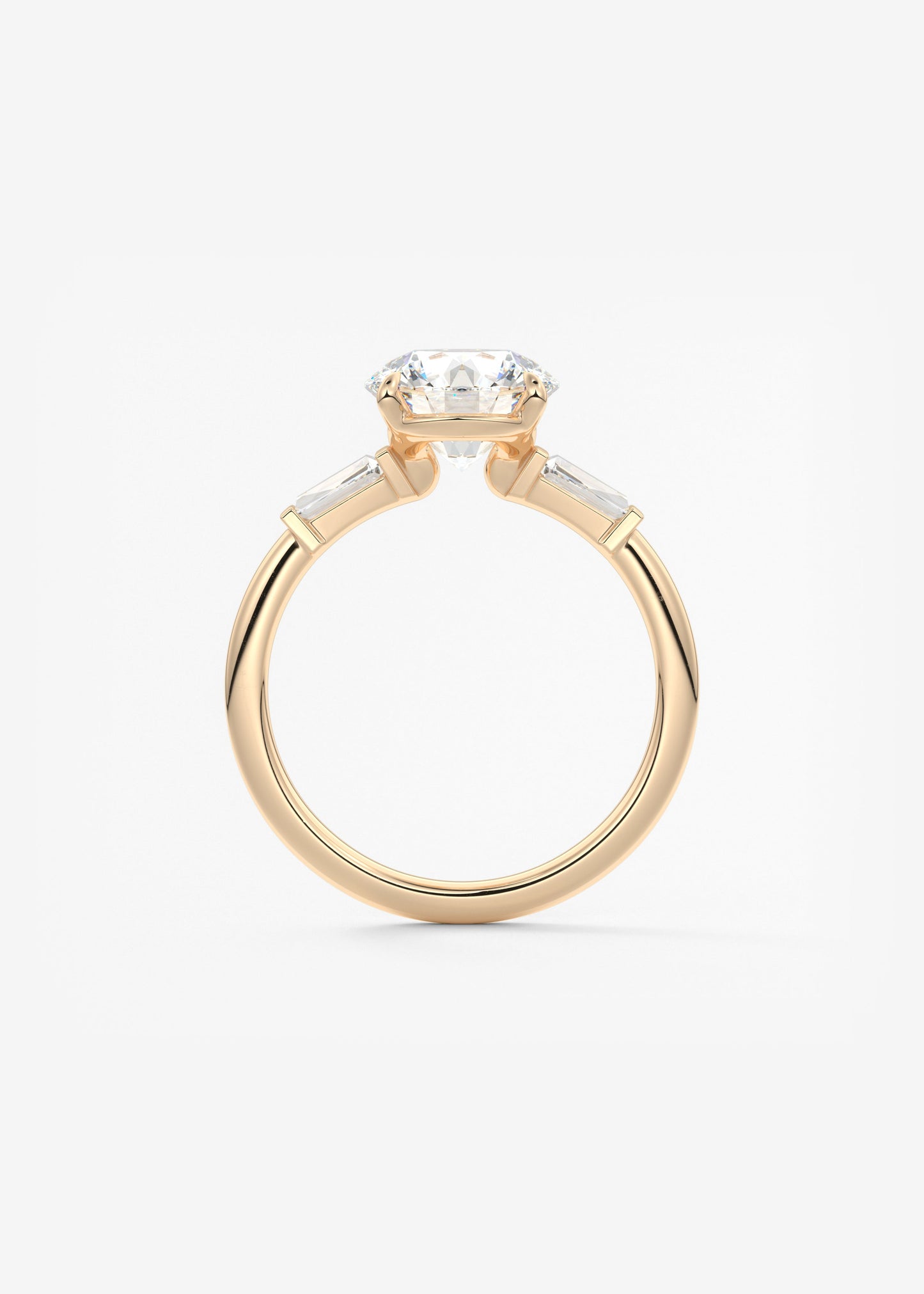 Round Three Stone Lab Grown Diamond Engagement Ring