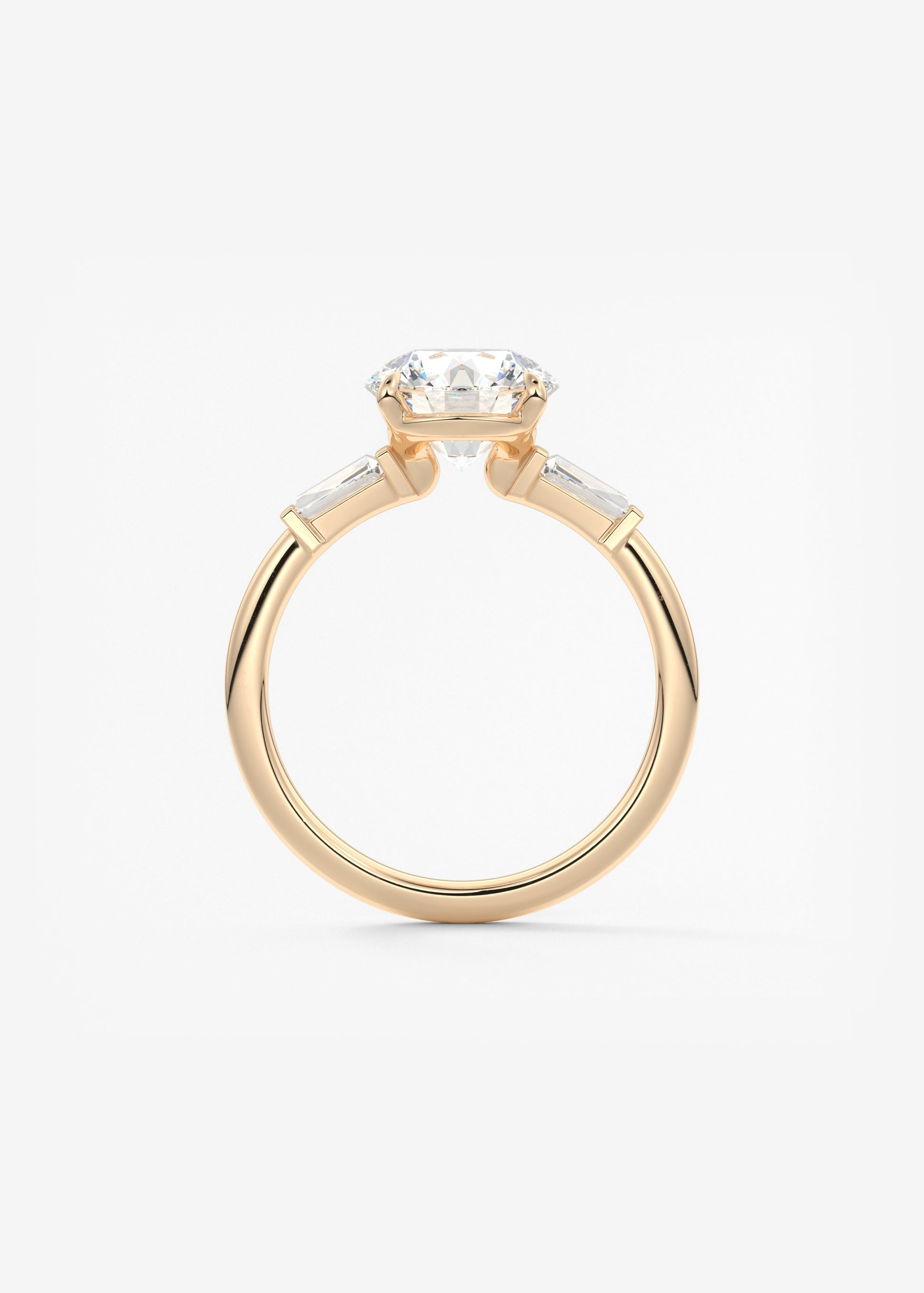 Round Three Stone Lab Grown Diamond Engagement Ring