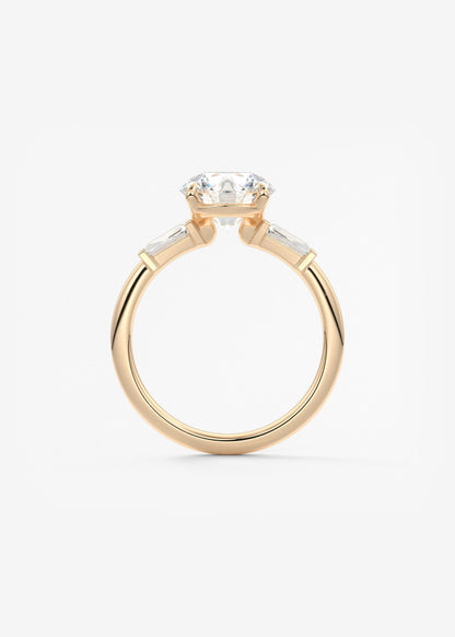 Round Three Stone Lab Grown Diamond Engagement Ring