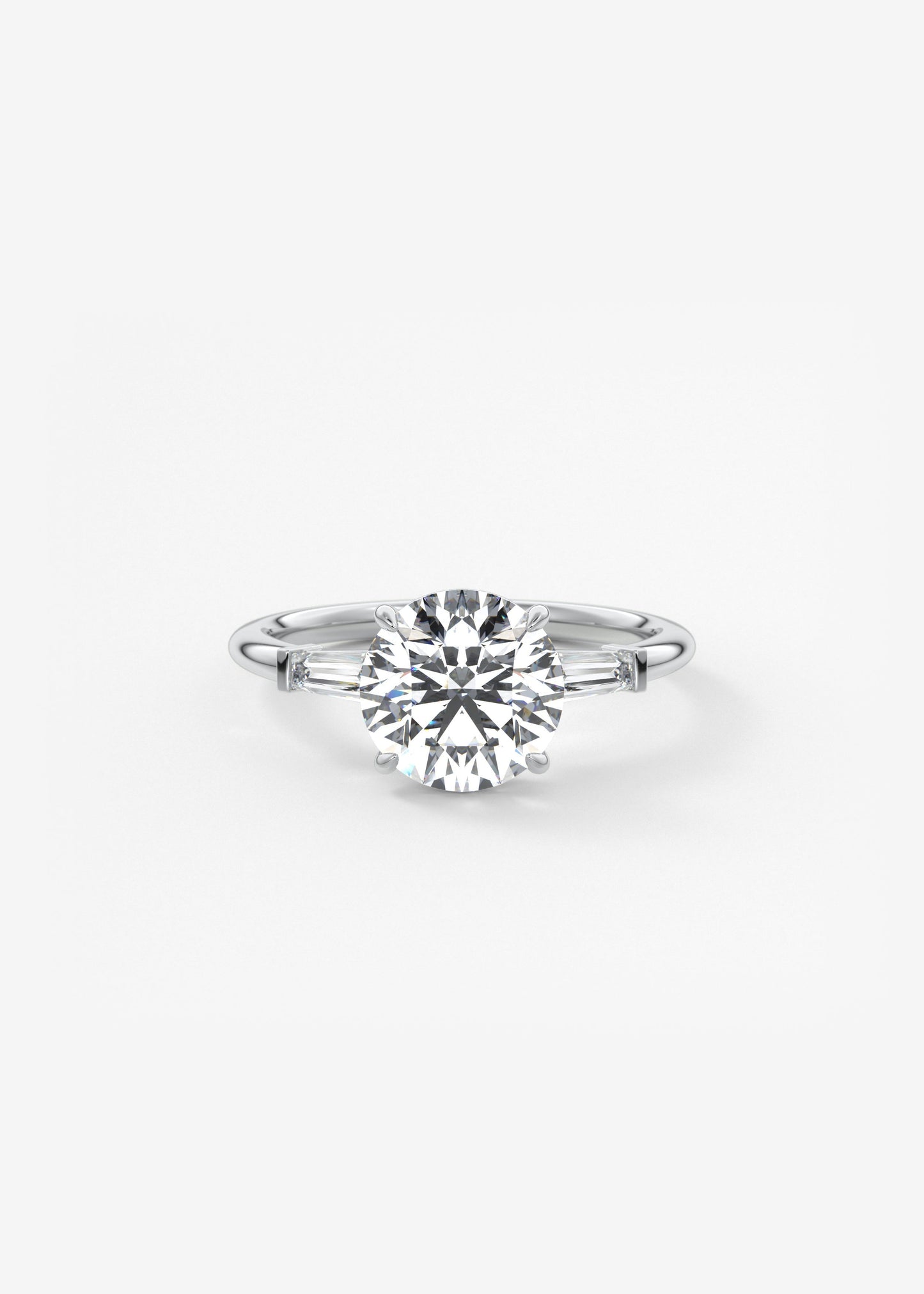 Round Three Stone Lab Grown Diamond Engagement Ring