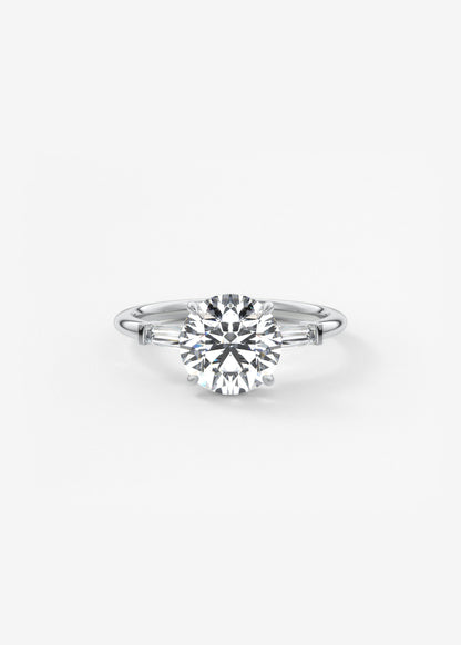 Round Three Stone Lab Grown Diamond Engagement Ring