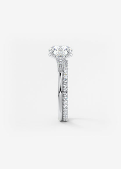 Round Three Stone Lab Grown Diamond Engagement Ring