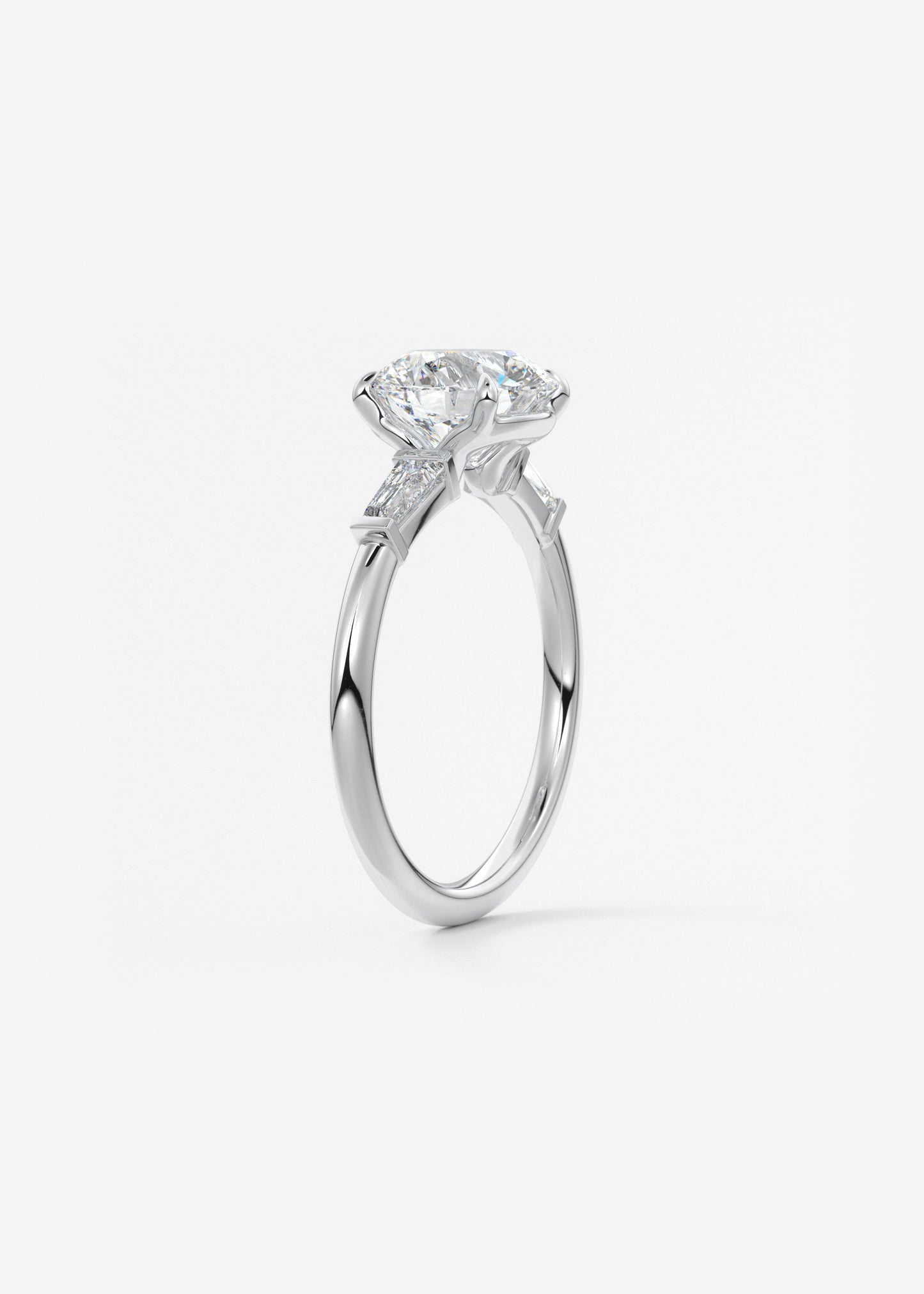 Round Three Stone Lab Grown Diamond Engagement Ring