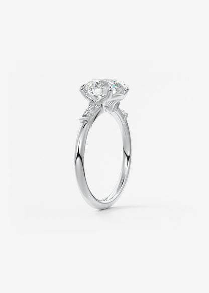 Round Three Stone Lab Grown Diamond Engagement Ring