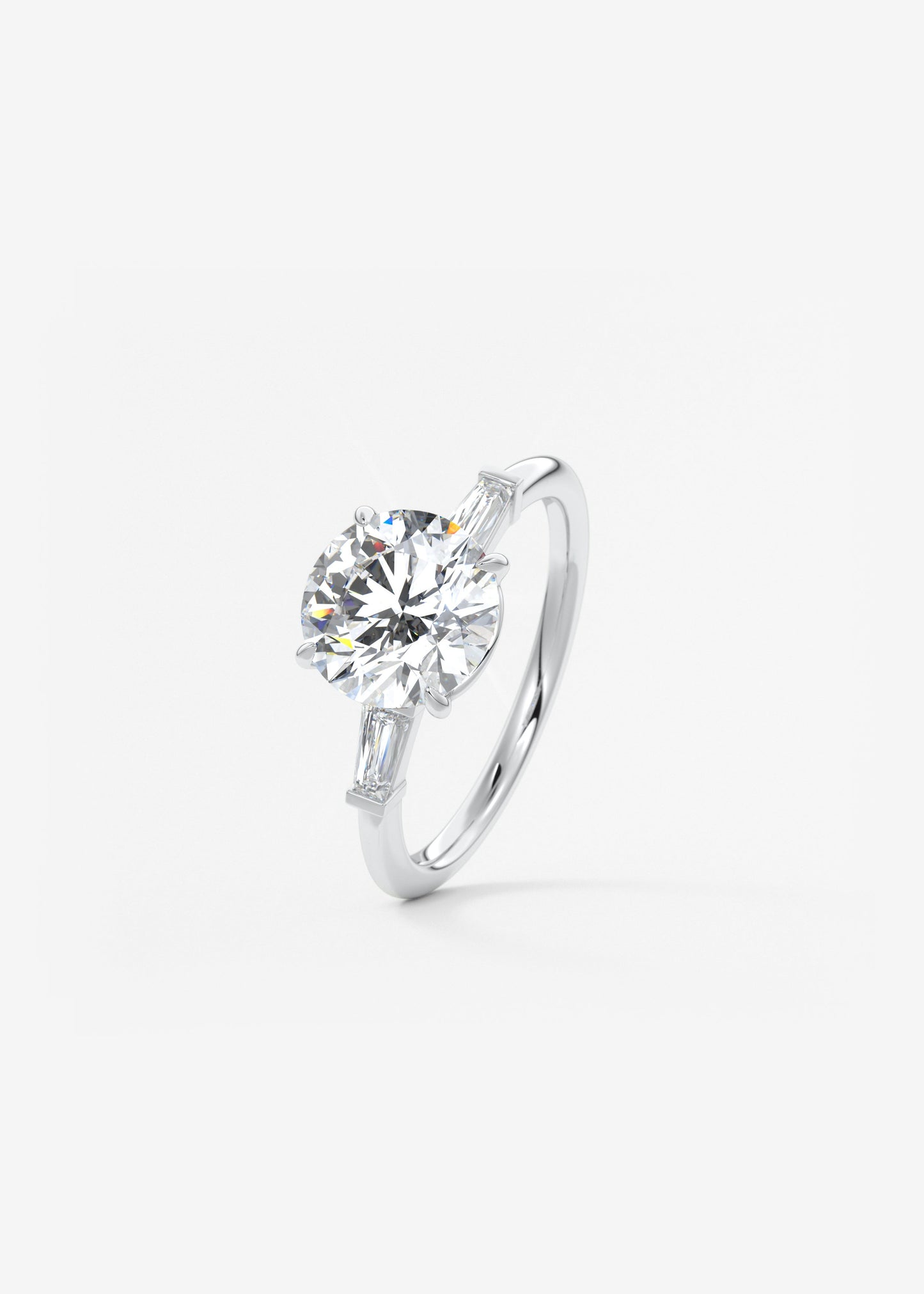 Round Three Stone Lab Grown Diamond Engagement Ring