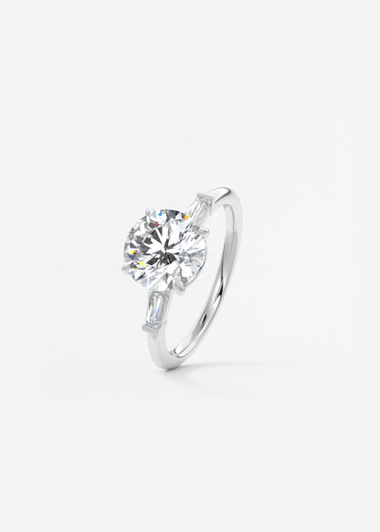 Round Three Stone Lab Grown Diamond Engagement Ring