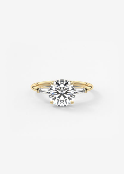 Round Three Stone Lab Grown Diamond Engagement Ring