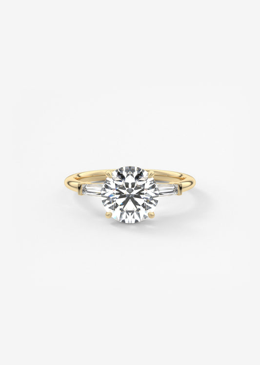 Round Three Stone Lab Grown Diamond Engagement Ring