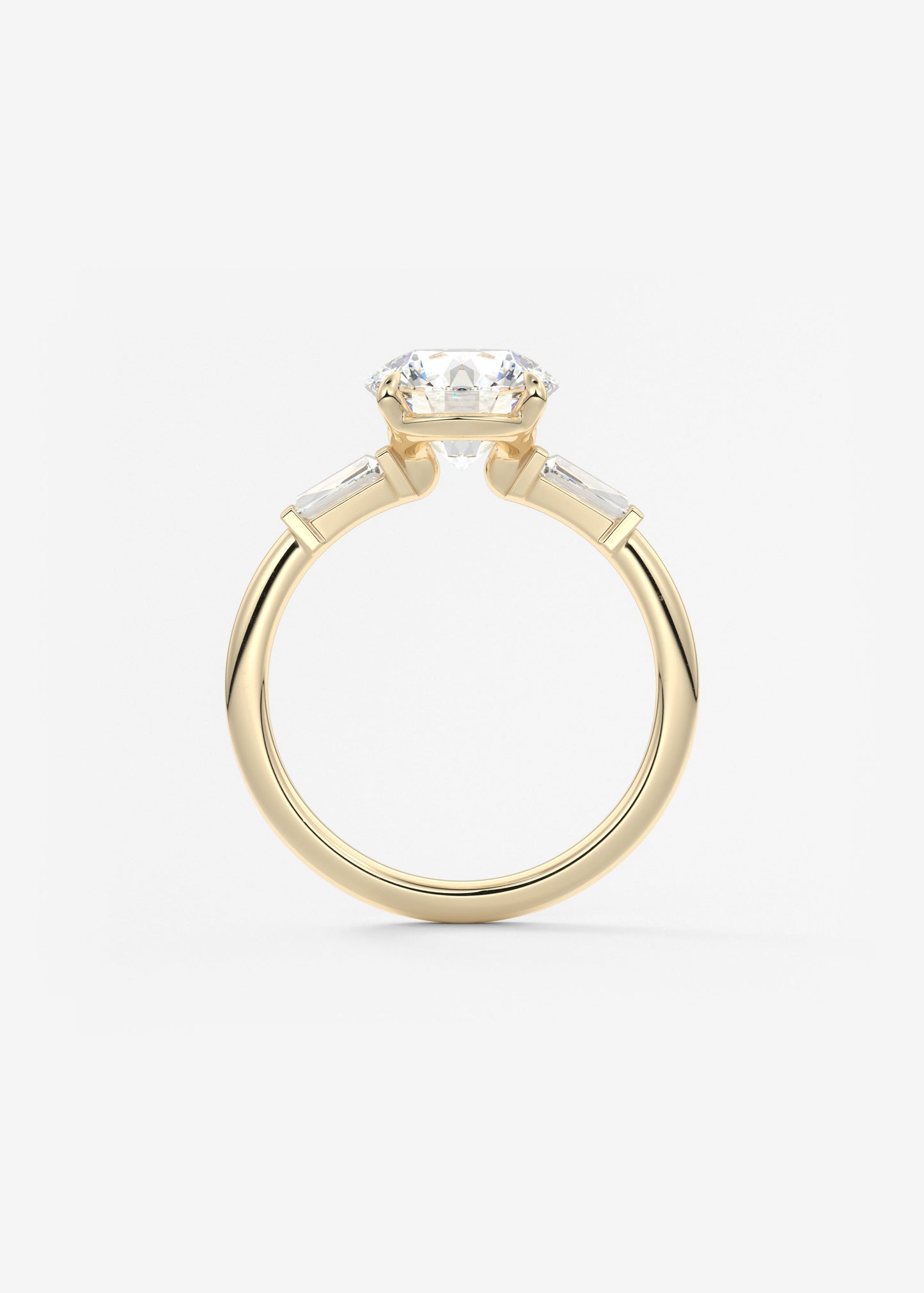 Round Three Stone Lab Grown Diamond Engagement Ring