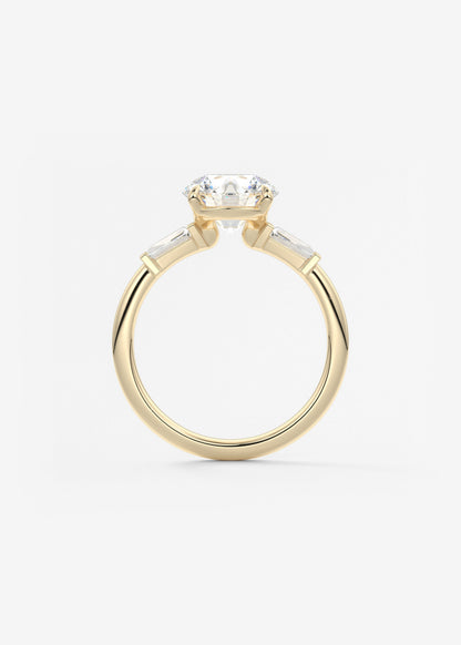 Round Three Stone Lab Grown Diamond Engagement Ring