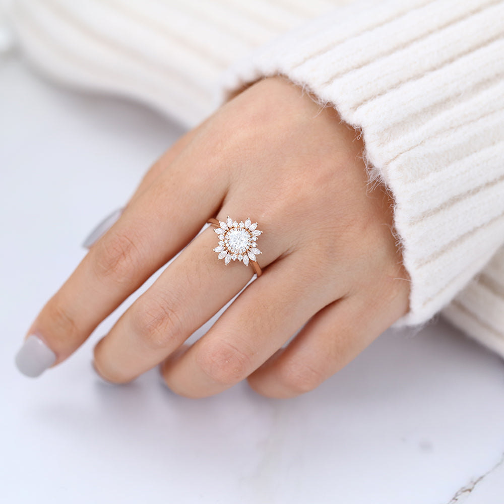 Round Cluster Lab-Grown Diamond Engagement Ring