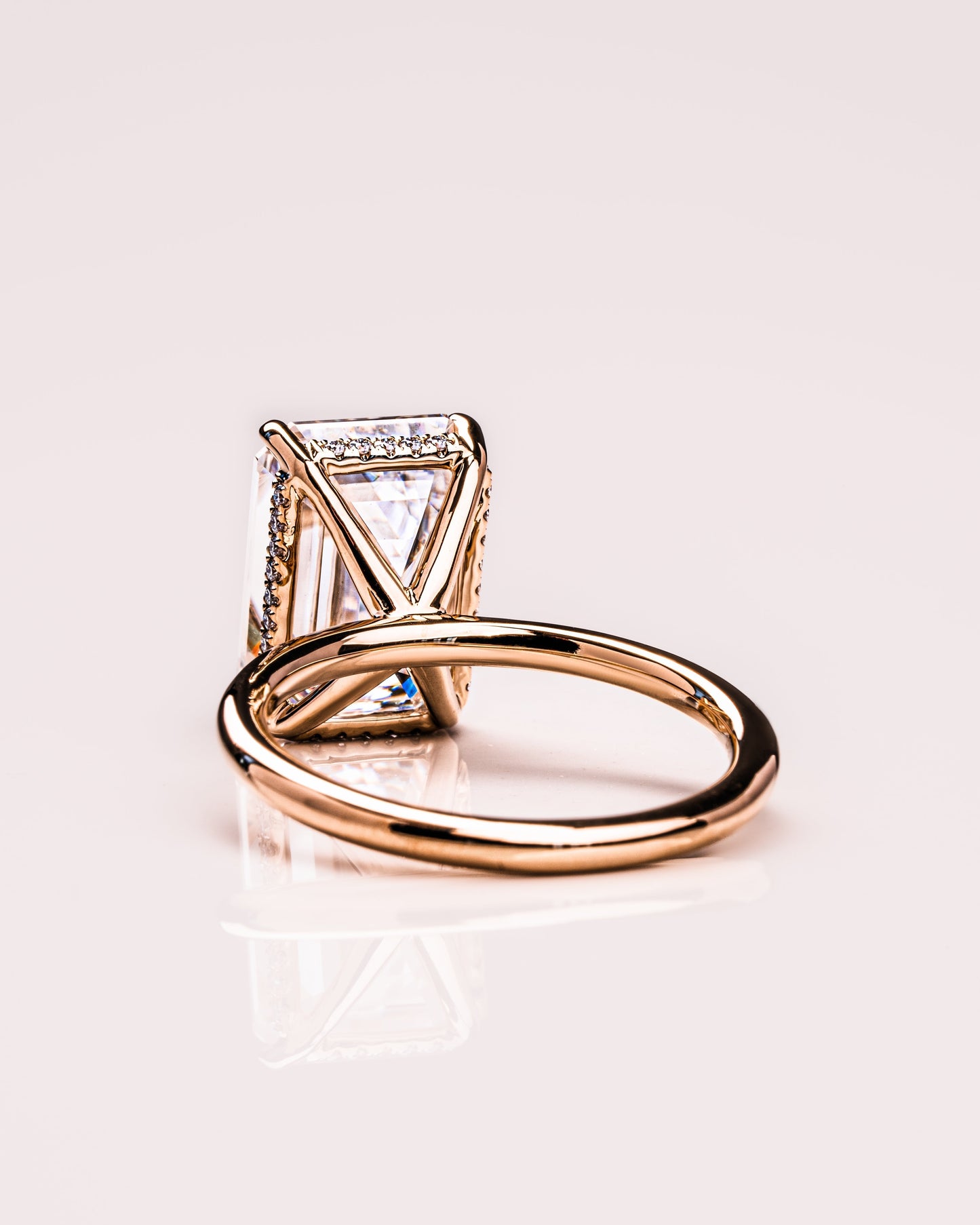 8.0 CT Emerald Cut Hidden Halo Lab Grown Diamond Engagement Ring