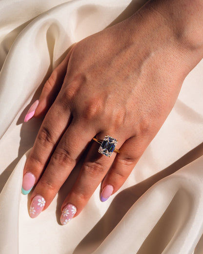 8.0 CT Emerald Cut Hidden Halo Lab Grown Diamond Engagement Ring