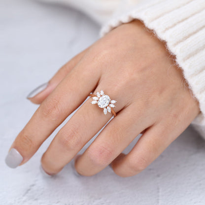 Oval Cluster Lab-Grown Diamond Engagement Ring