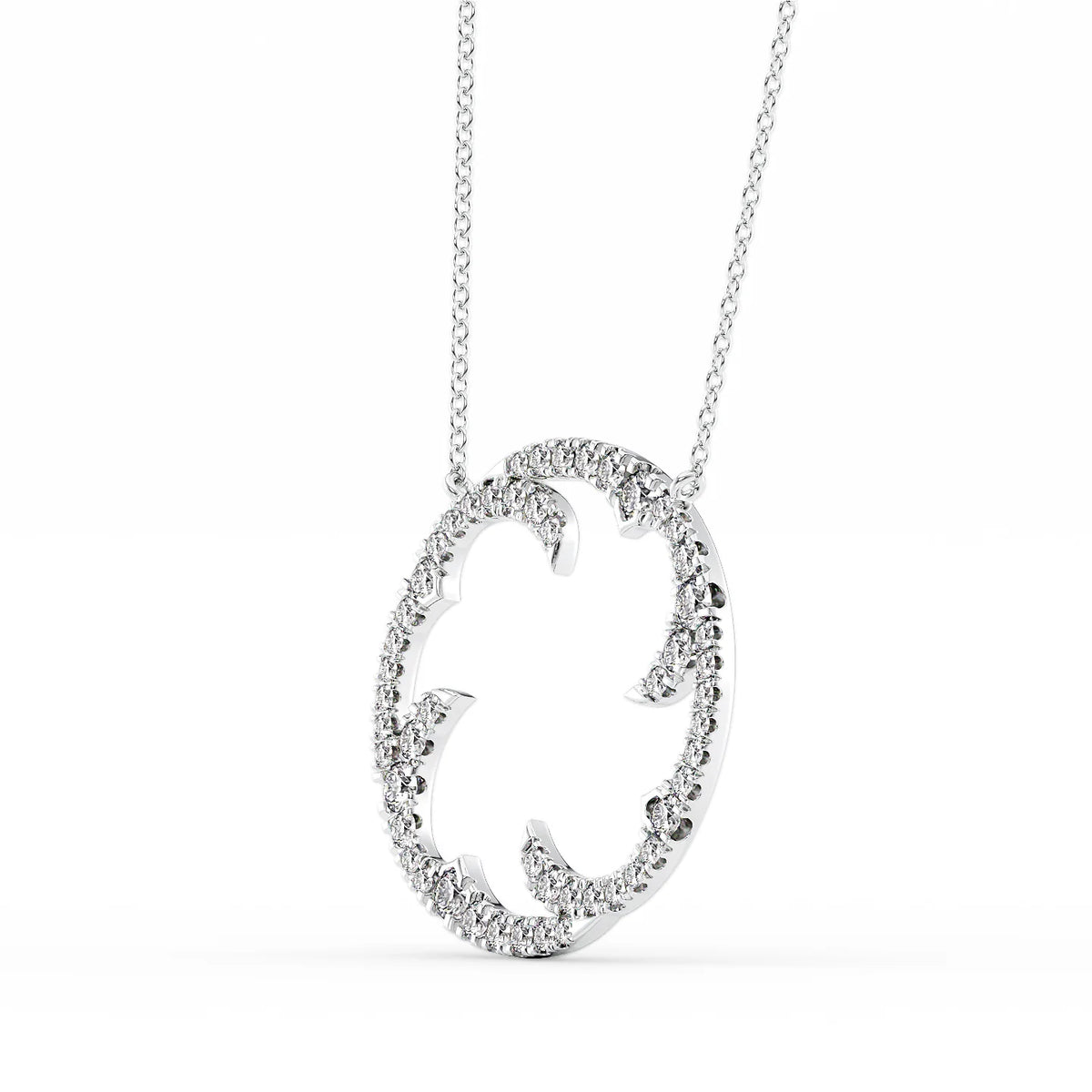 1.0 CT Round Shape Moissanite Twig Pave Necklace