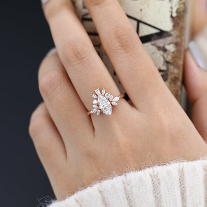 Marquise Cluster Lab-Grown Diamond Engagement Ring