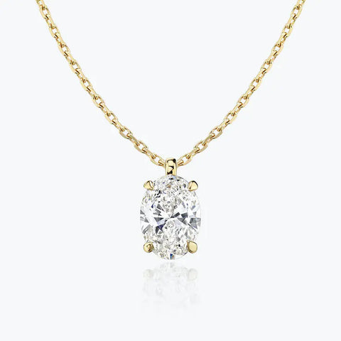 0.25-1.0ct Oval Cut Solitaire Moissanite Diamond Necklace 2