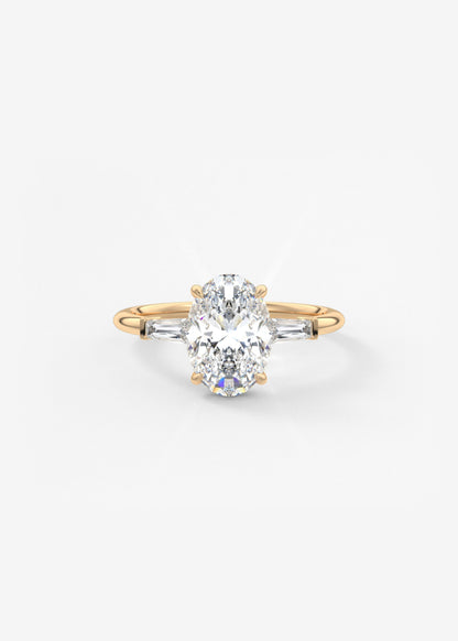 Oval Three Stone Lab Grown Diamond Engagement Ring