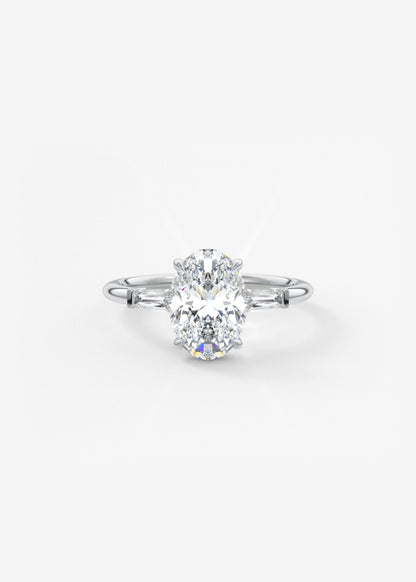 Oval Three Stone Lab Grown Diamond Engagement Ring