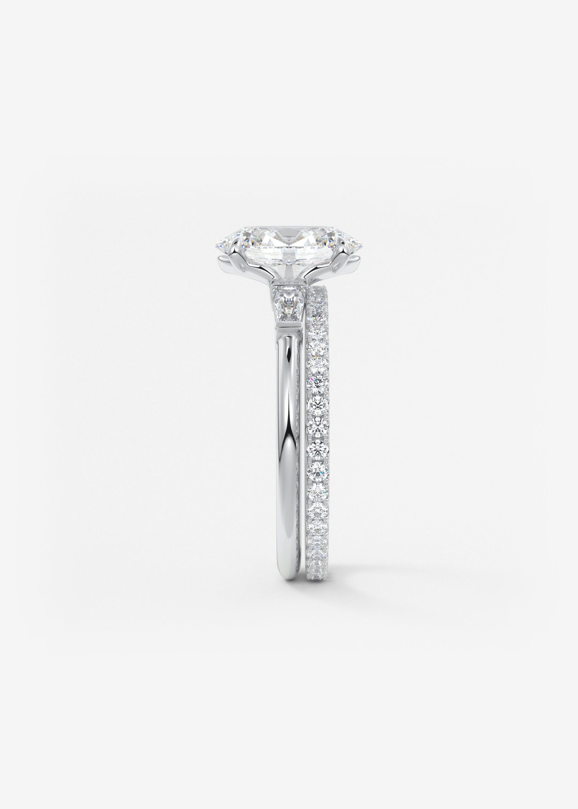 Oval Three Stone Lab Grown Diamond Engagement Ring