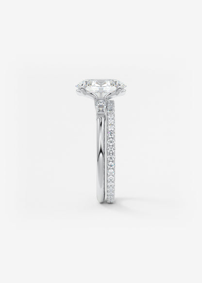 Oval Three Stone Lab Grown Diamond Engagement Ring