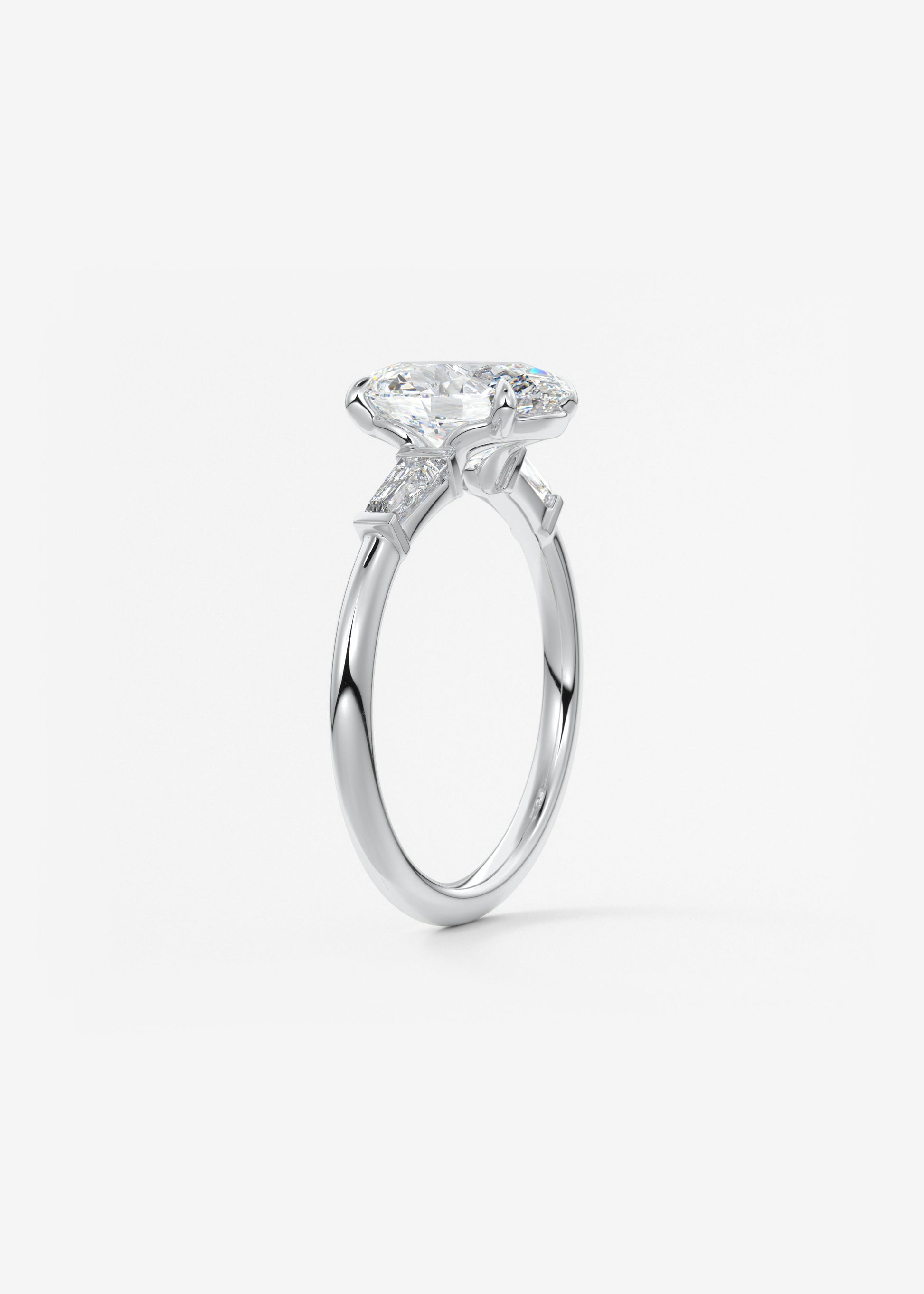Oval Three Stone Lab Grown Diamond Engagement Ring