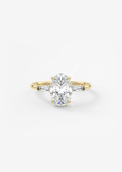 Oval Three Stone Lab Grown Diamond Engagement Ring