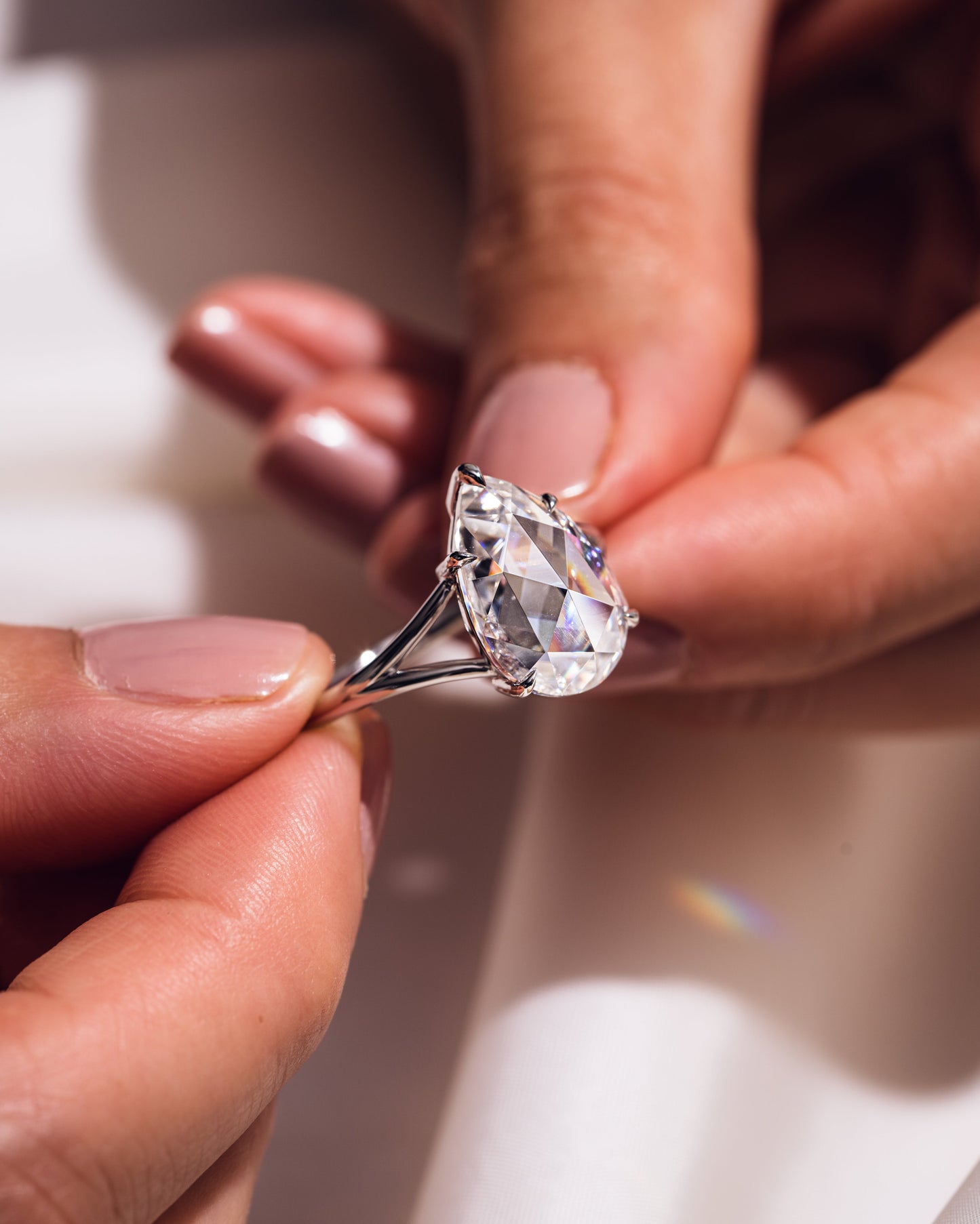 3.09 CT Pear Cut Lab Grown Diamond Solitaire Engagement Ring With Split Shank Setting