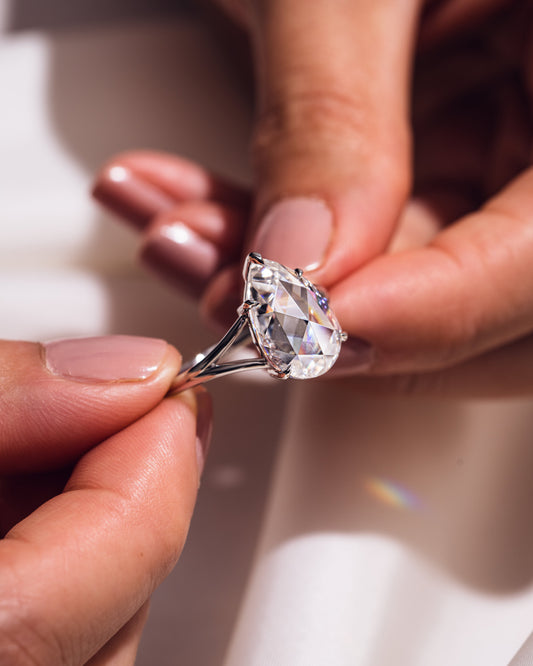 3.09 CT Pear Cut Lab Grown Diamond Solitaire Engagement Ring With Split Shank Setting