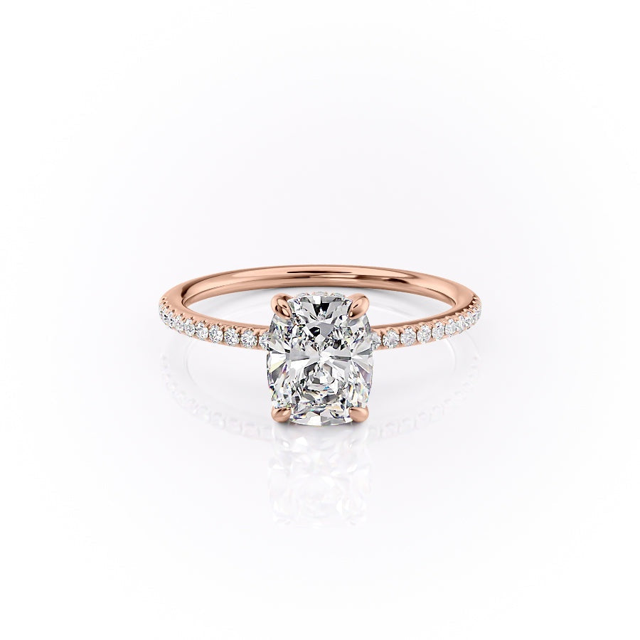 Elongated Cushion Pave Lab Grown Diamond Engagement Ring