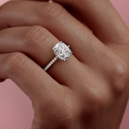 Elongated Cushion Pave Lab Grown Diamond Engagement Ring