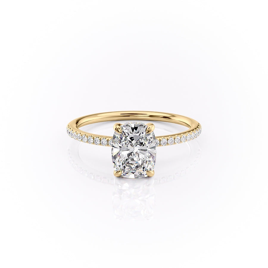 Elongated Cushion Pave Lab Grown Diamond Engagement Ring