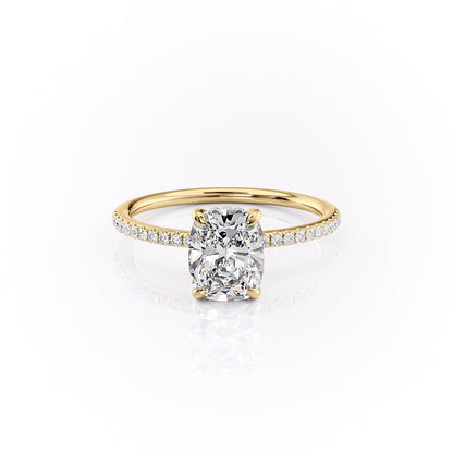 Elongated Cushion Pave Lab Grown Diamond Engagement Ring