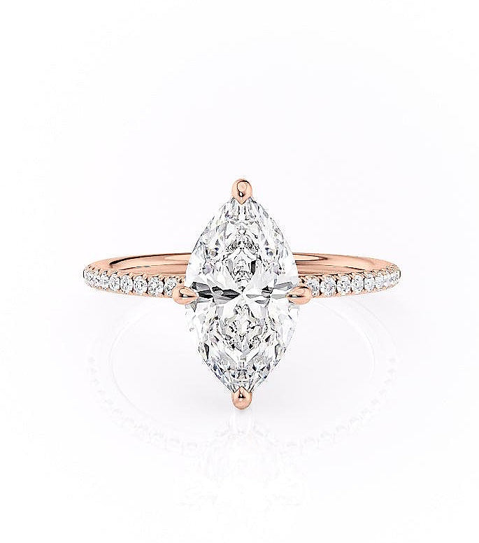 1.58 CT Marquise Cut Hidden Halo Pave Setting Moissanite Engagement Ring 12