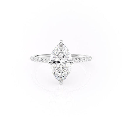 1.58 CT Marquise Cut Hidden Halo Pave Setting Moissanite Engagement Ring 1