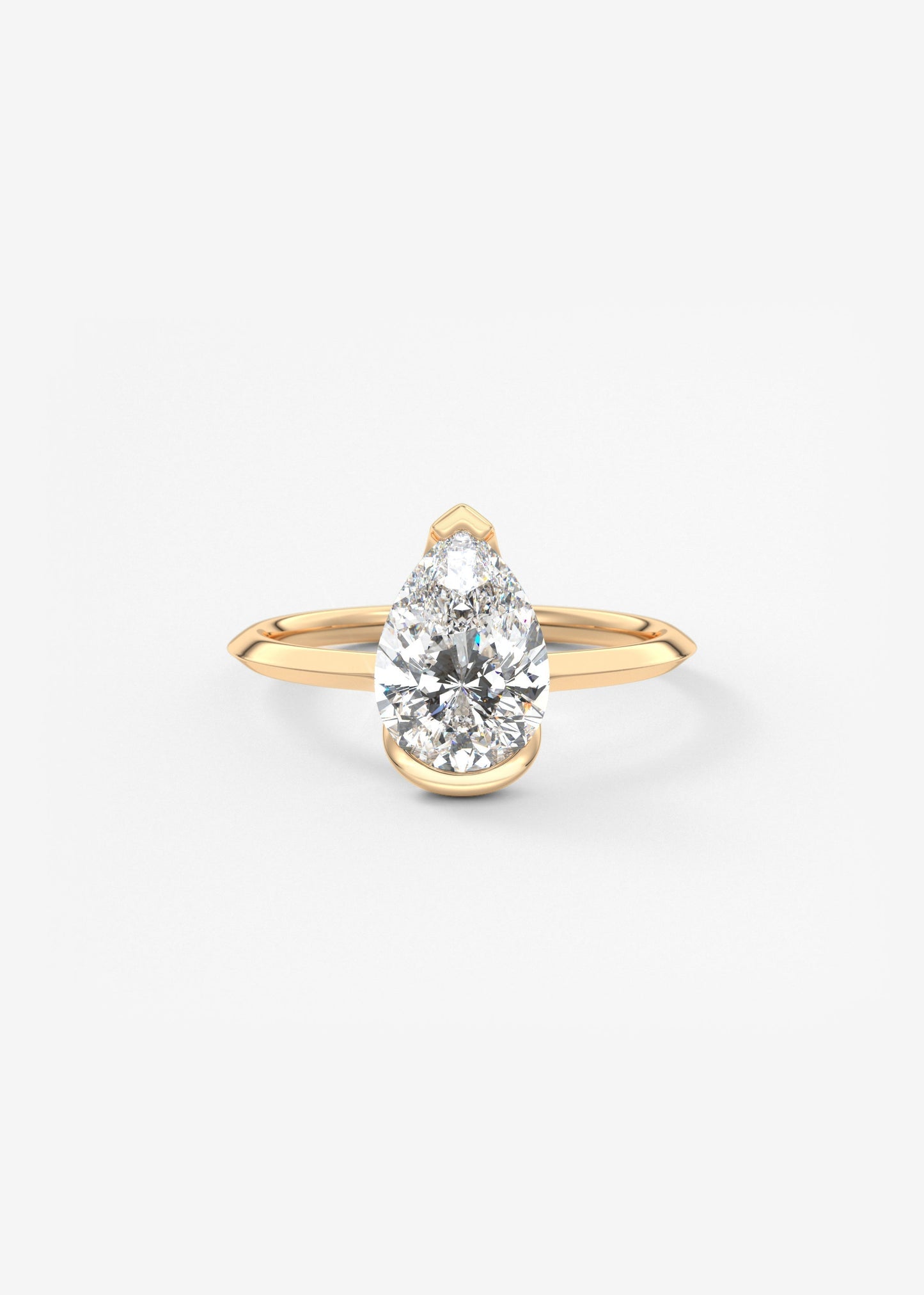 Pear Half Bezel Lab Grown Diamond Engagement Ring