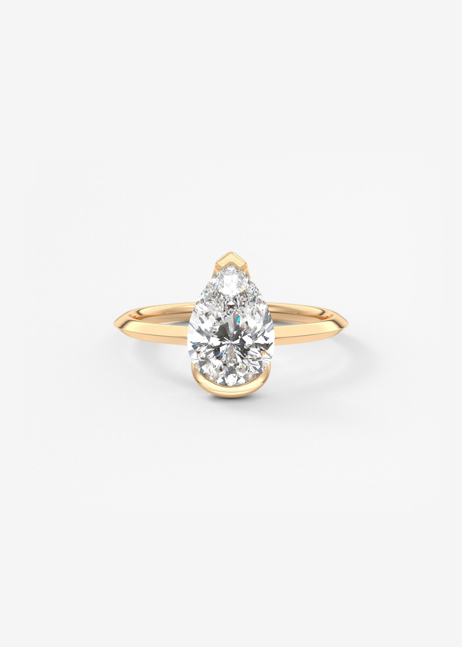 Pear Half Bezel Lab Grown Diamond Engagement Ring