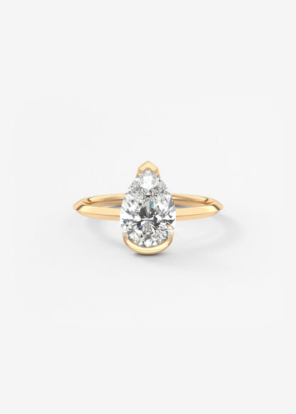 Pear Half Bezel Lab Grown Diamond Engagement Ring