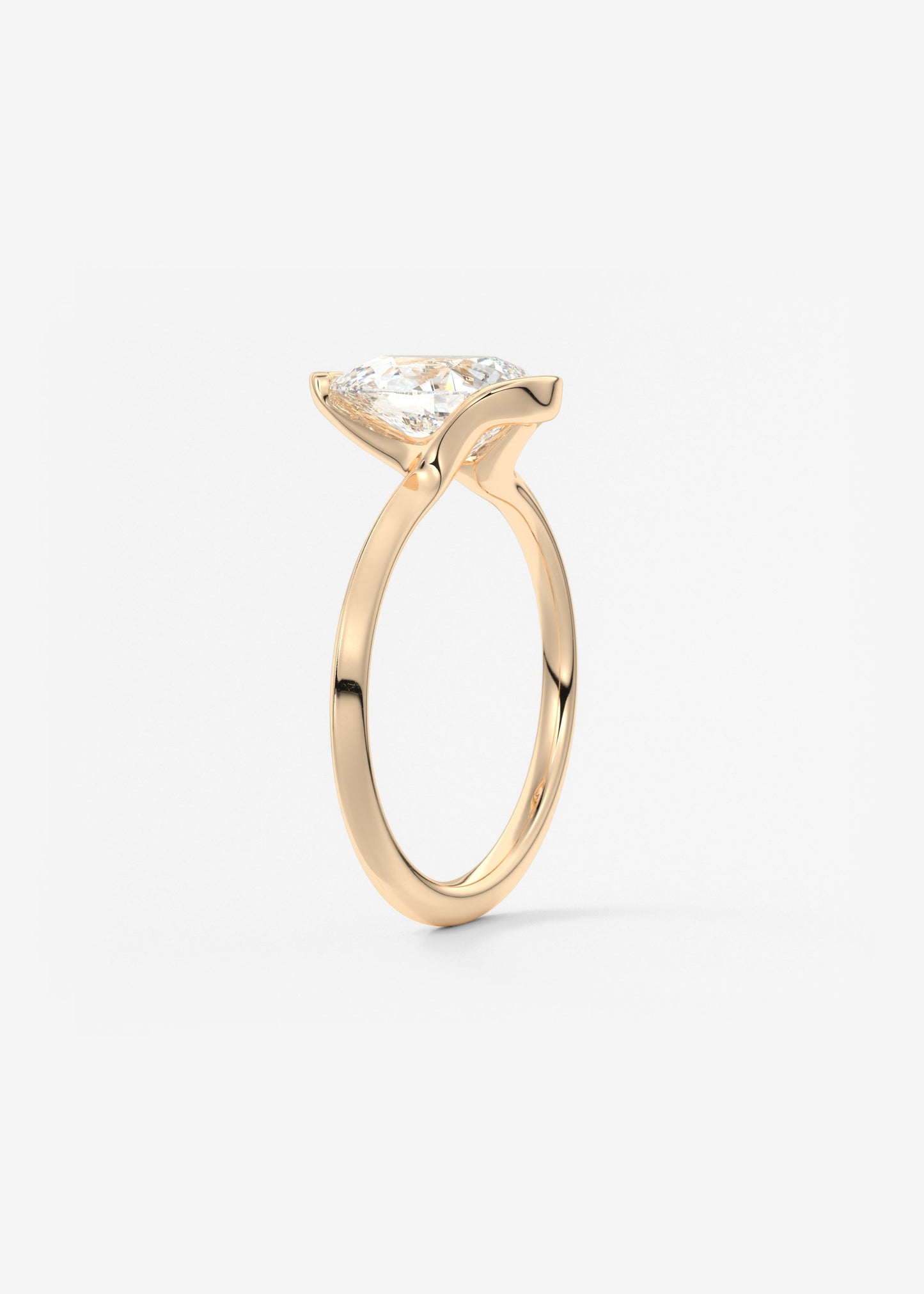 Pear Half Bezel Lab Grown Diamond Engagement Ring