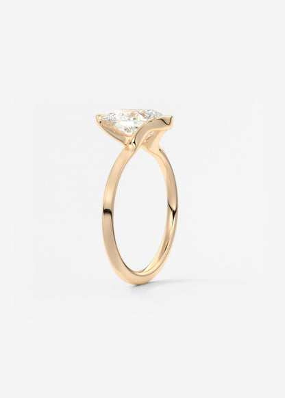 Pear Half Bezel Lab Grown Diamond Engagement Ring